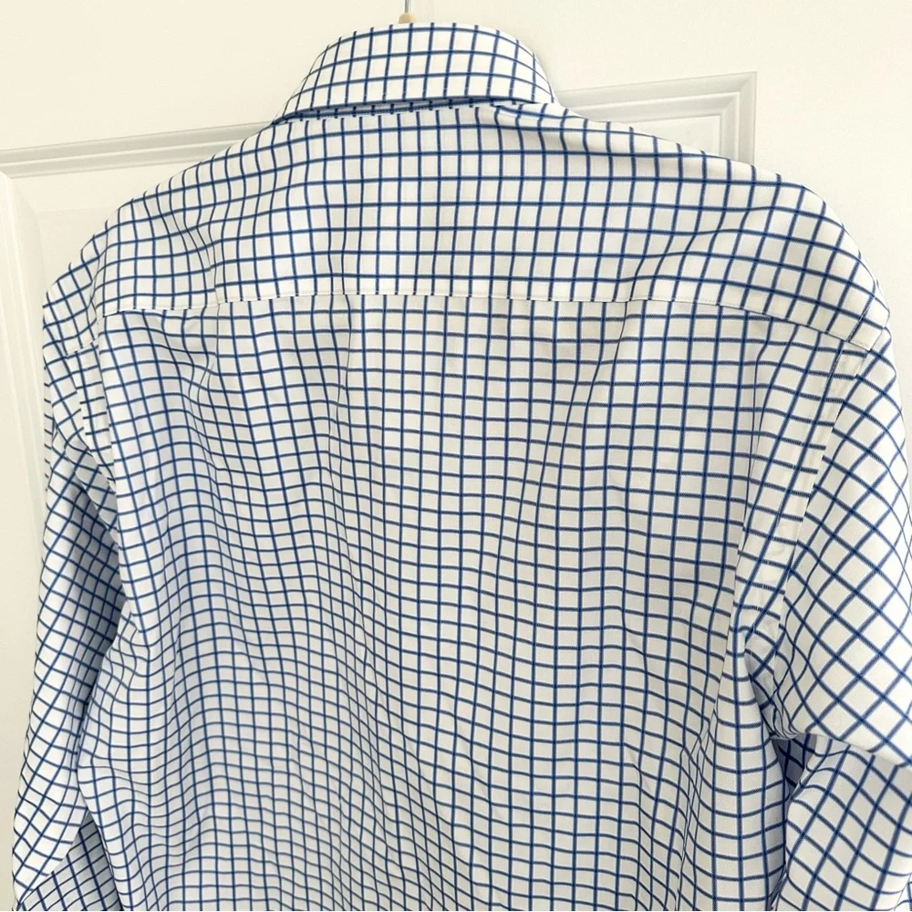 Joseph & Feiss Blue & White Checkered Non Iron Classic Fit Cotton Dress Shirt